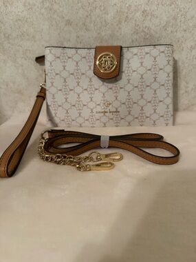 Nanette Lepore White & Tan Signature Crossbody Clutch or Wristlet